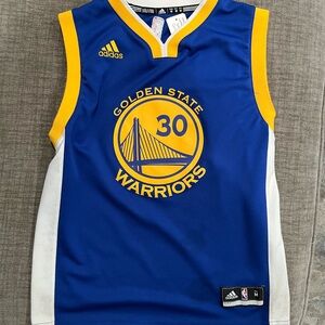 adidas Blue and Yellow Golden State Warriors Curry Kids Jersey